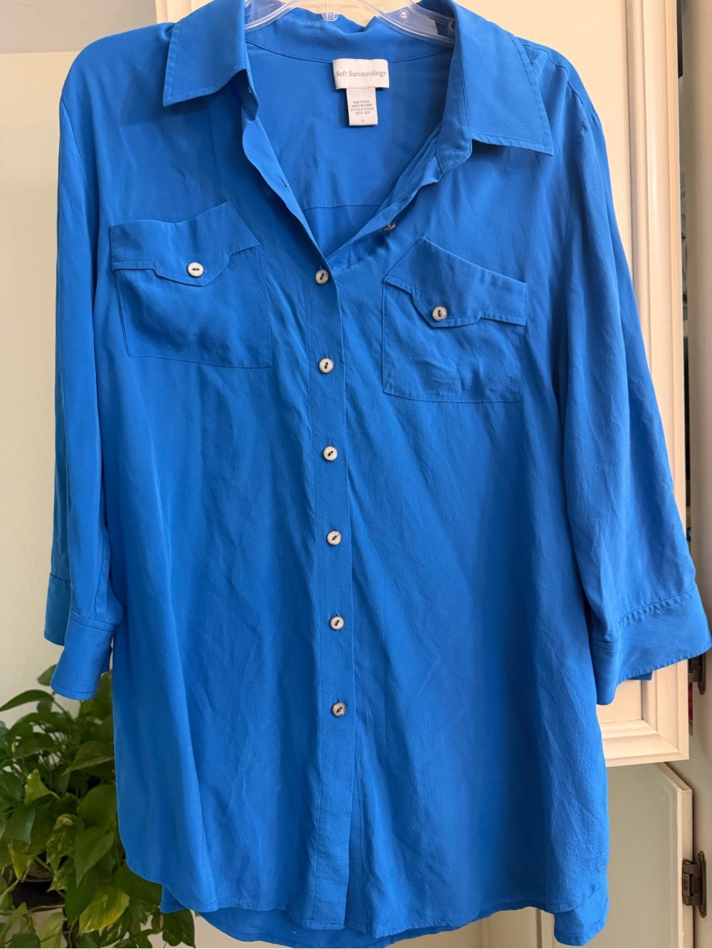 Soft Surroundings Silk Top in Vivid Blue